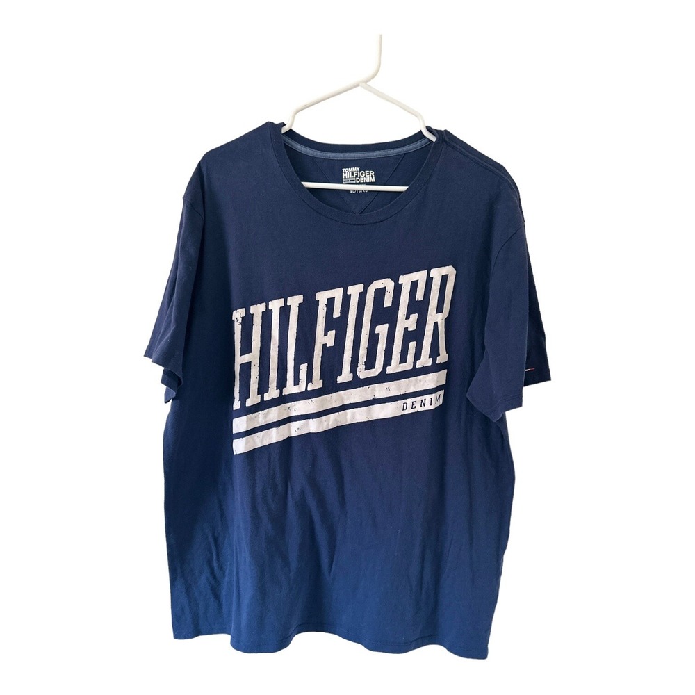 Tommy Hilfiger Puff Print Graphic Shirt Navy Blue Men's XL